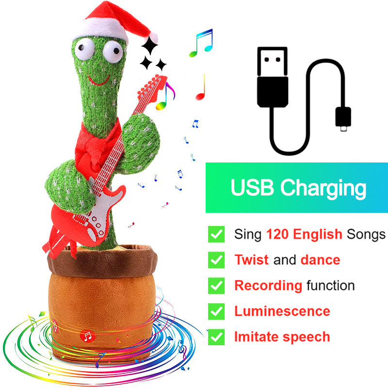 Bluetooth Cactus Plush Toy Electric Singing 60/120 English Songs Dancing Twisting Cactus Luminous Recording Repeat Wriggle Body