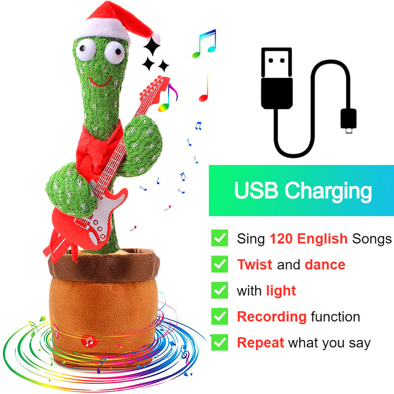 Bluetooth Dancing Cactus Talking Toy 60/120 Singing Song Wriggle Cactus Repeats What You Say Soft Plush Electric Speaking Cactus