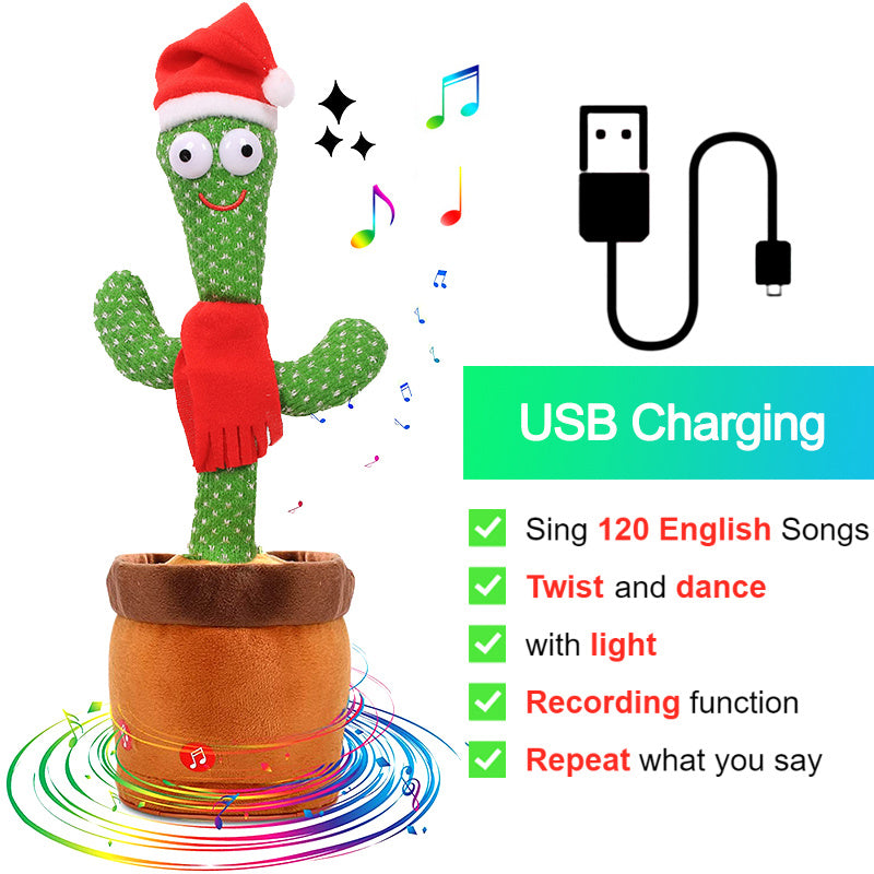 Bluetooth Dancing Cactus Talking Toy 60/120 Singing Song Wriggle Cactus Repeats What You Say Soft Plush Electric Speaking Cactus