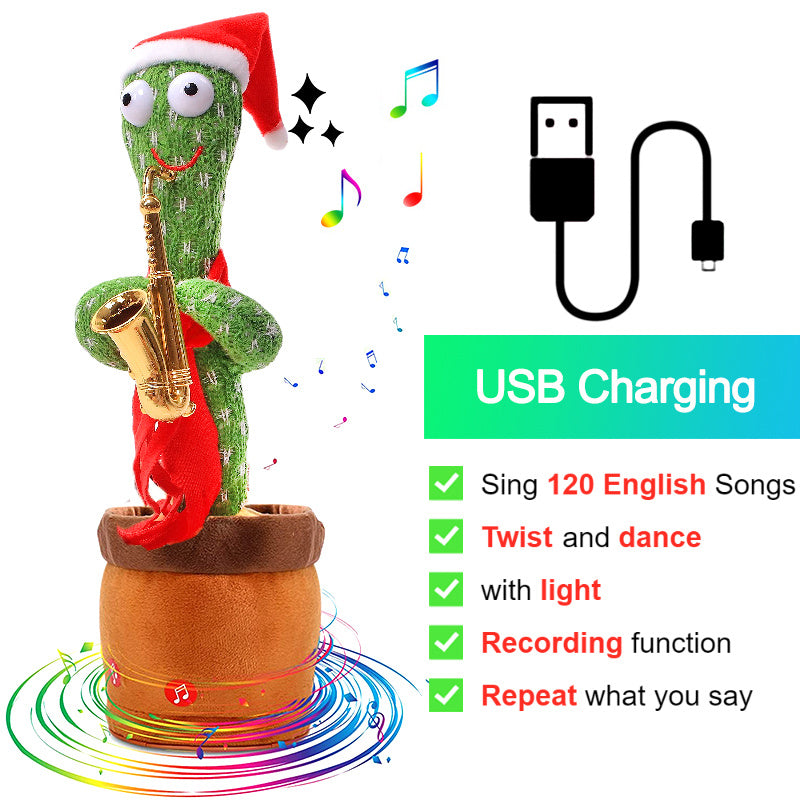 Bluetooth Dancing Cactus Talking Toy 60/120 Singing Song Wriggle Cactus Repeats What You Say Soft Plush Electric Speaking Cactus