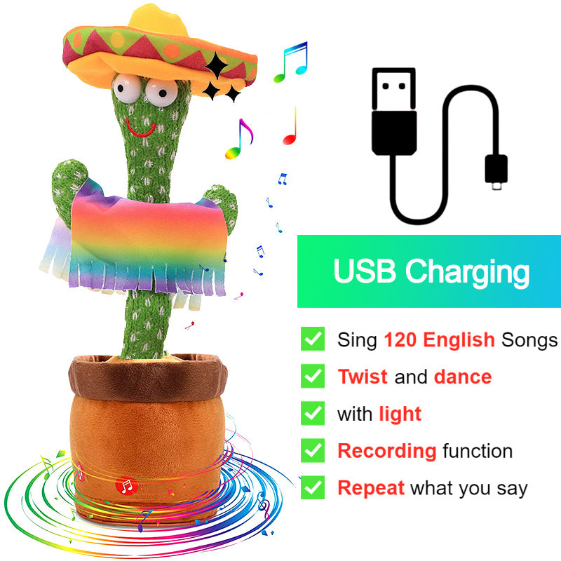 Bluetooth Dancing Cactus Talking Toy 60/120 Singing Song Wriggle Cactus Repeats What You Say Soft Plush Electric Speaking Cactus