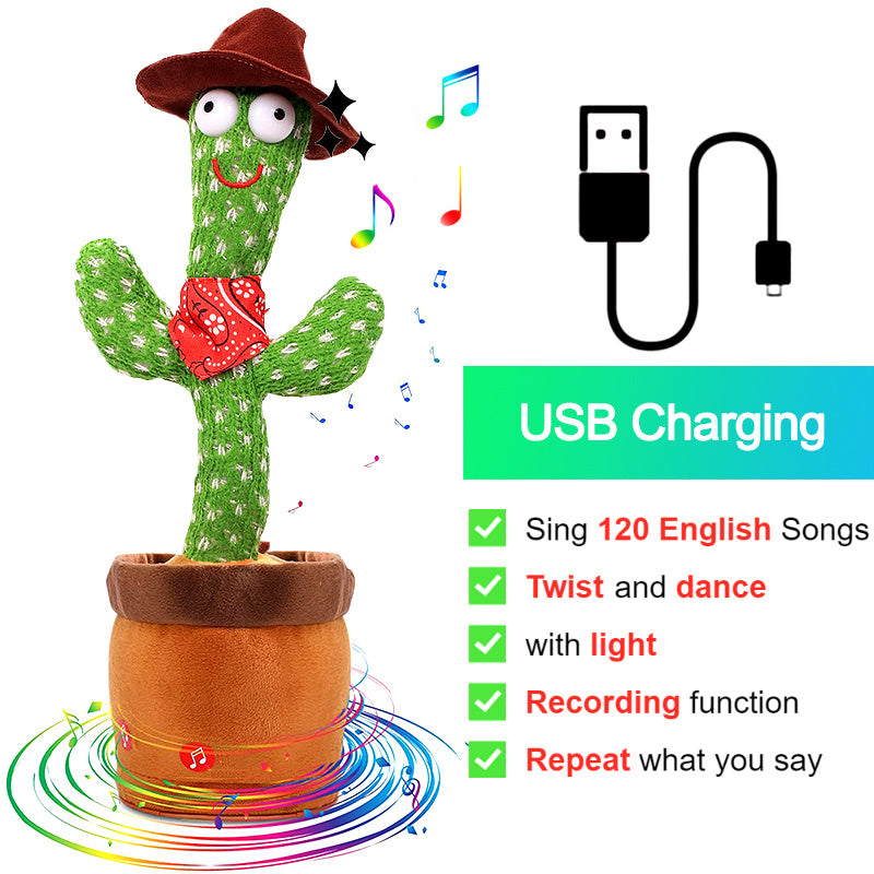 Bluetooth Dancing Cactus Talking Toy 60/120 Singing Song Wriggle Cactus Repeats What You Say Soft Plush Electric Speaking Cactus