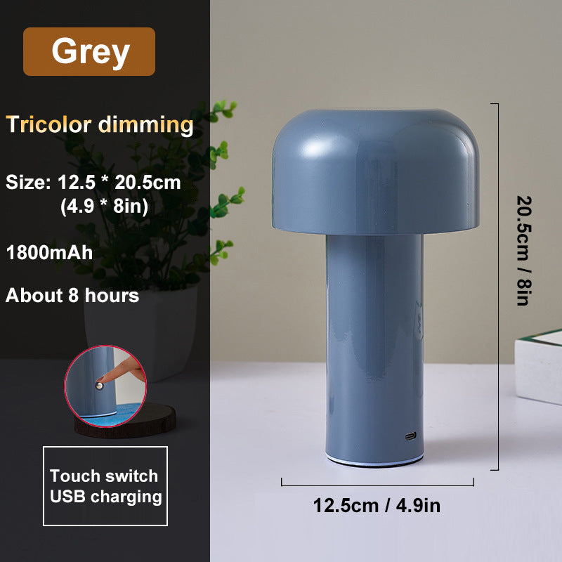 Italian Mushroom Table Lamp Night Light Portable Wireless Touch Rechargeable Desk Light Bedside Table Lamp Bedroom Desktop Decor