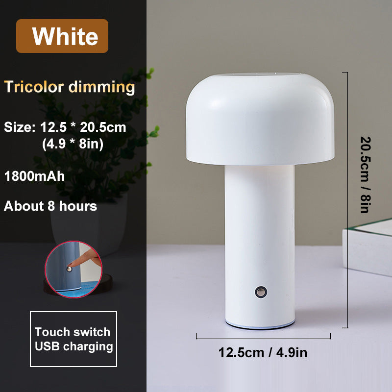 Italian Mushroom Table Lamp Night Light Portable Wireless Touch Rechargeable Desk Light Bedside Table Lamp Bedroom Desktop Decor