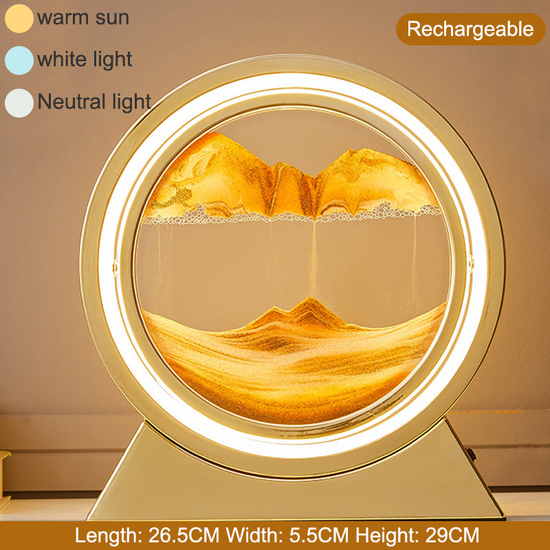 3D Hourglass LED Lamp 360° Moving Sand Art Table Lamp Sandscapes Quicksand Night Light Living Room Accessories Home Decor Gifts