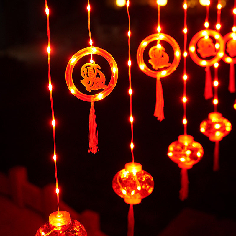 Chinese New Year Led String Lamp Traditional Chinese Knot Red Lantern LED String Light Plug 2023 New Year Decorative Garland