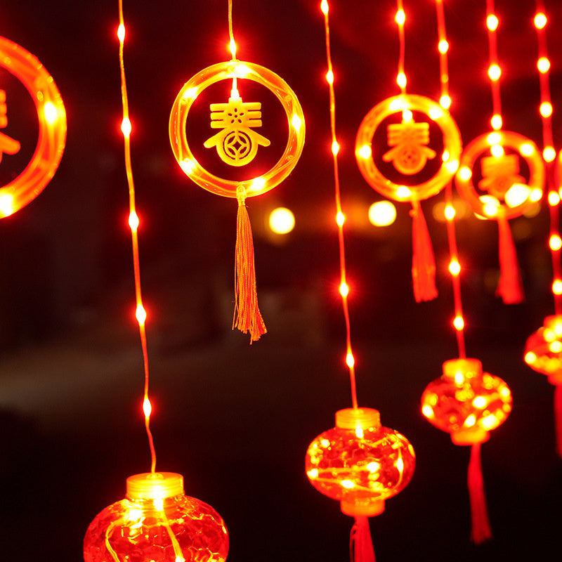 Chinese New Year Led String Lamp Traditional Chinese Knot Red Lantern LED String Light Plug 2023 New Year Decorative Garland