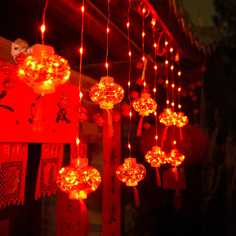 Chinese New Year Led String Lamp Traditional Chinese Knot Red Lantern LED String Light Plug 2023 New Year Decorative Garland