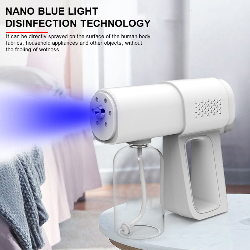 380ML Disinfection Spray Gun Alcohol Liquid Atomizer Disinfect Blue Light Handheld Nano Home Electric Automatic Air Sterilizer