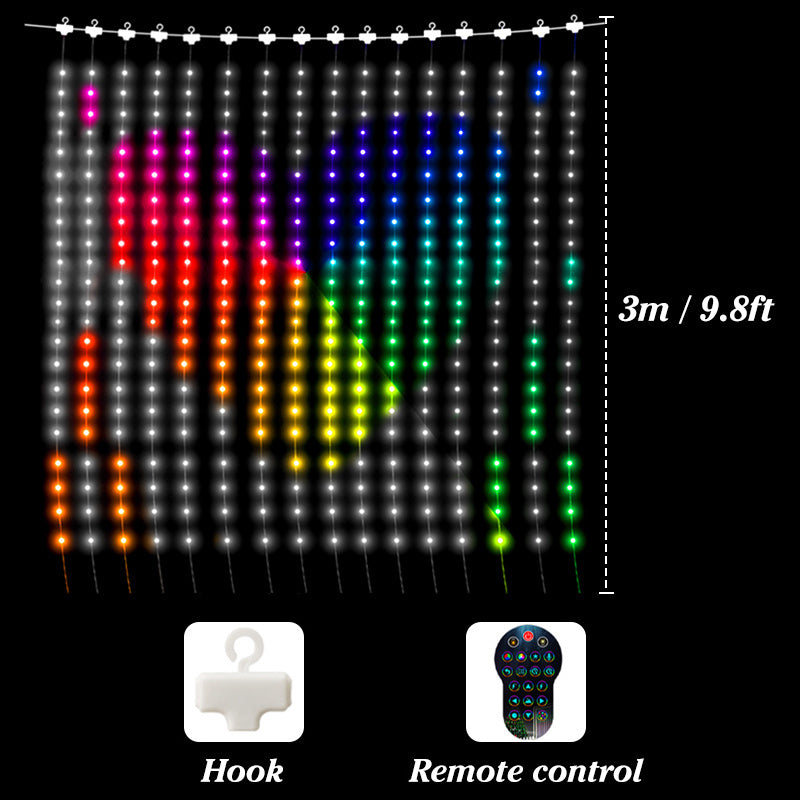 Smart Bluetooth App Control RGB Curtain Lights LED Color Changing Fairy Light DIY Picture Window Christmas Wedding Bedroom Decor