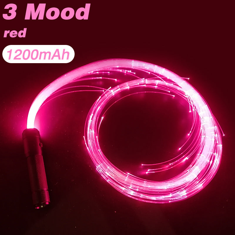 LED Fiber Optic Whip Disco Dance Whips 360° Swivel Glowing Whip 10 Modes Sparkle Flow Toy Rechargeable Light-Up Whip Party Props