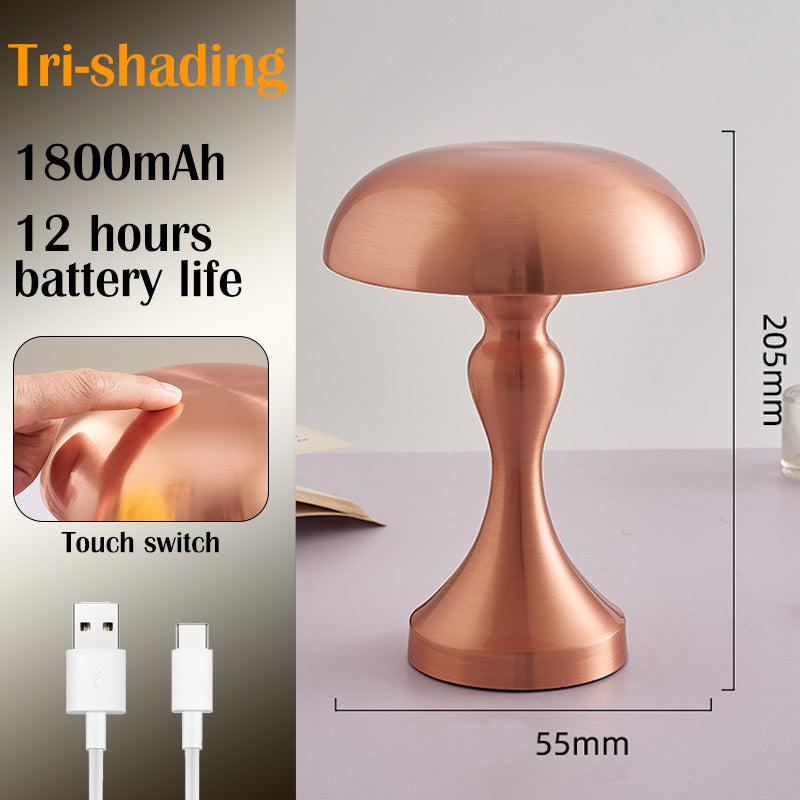 LED Table Lamps Nordic Mushroom Lamp Rechargeable Desktop Lamp Night Lights Touch Dimming Bedside Lamp Restaurant Hotel Bar Home