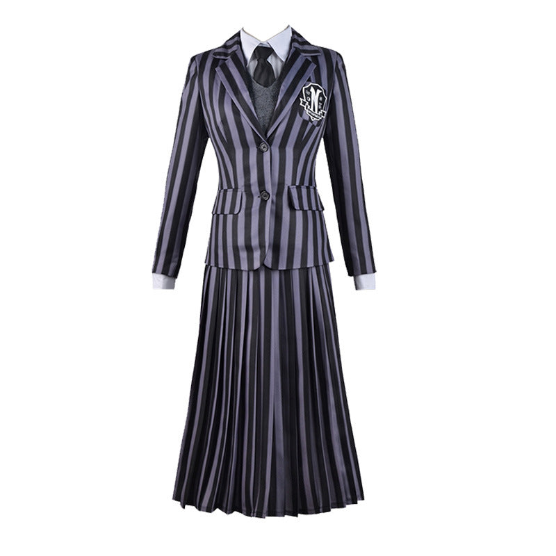 Wednesday Addams Cosplay Dress for Girl Adult Wednesday Cosplay Costumes School Uniform Cosplay Costumes Outfit Full Set Party