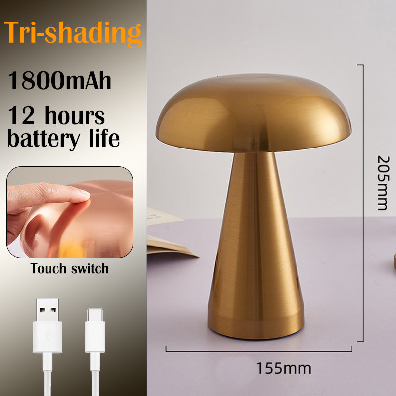 LED Table Lamps Nordic Mushroom Lamp Rechargeable Desktop Lamp Night Lights Touch Dimming Bedside Lamp Restaurant Hotel Bar Home