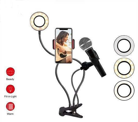 Mobile phone live broadcast stabilizer fill light LED universal hose eye protection desk lamp desktop mobile phone two in one bracket