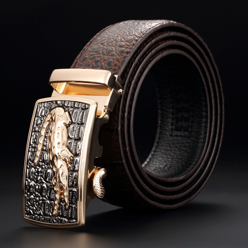 Men's leather cowhide belt Crocodile pattern belt Men's belt Wholesale automatic buckle belt Micro supply factory stock