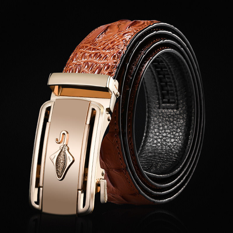 Men's leather cowhide belt Crocodile pattern belt Men's belt Wholesale automatic buckle belt Micro supply factory stock