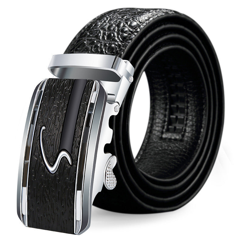 Men's leather cowhide belt Crocodile pattern belt Men's belt Wholesale automatic buckle belt Micro supply factory stock