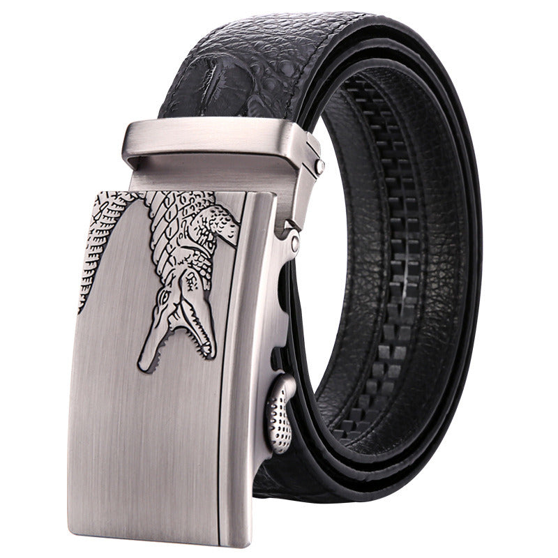 Men's leather cowhide belt Crocodile pattern belt Men's belt Wholesale automatic buckle belt Micro supply factory stock