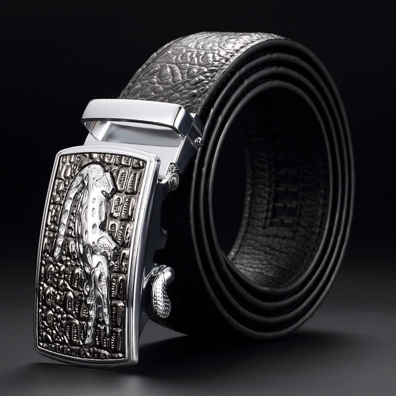 Men's leather cowhide belt Crocodile pattern belt Men's belt Wholesale automatic buckle belt Micro supply factory stock