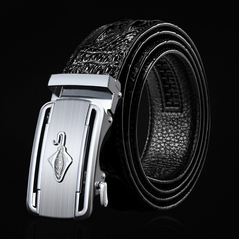 Men's leather cowhide belt Crocodile pattern belt Men's belt Wholesale automatic buckle belt Micro supply factory stock