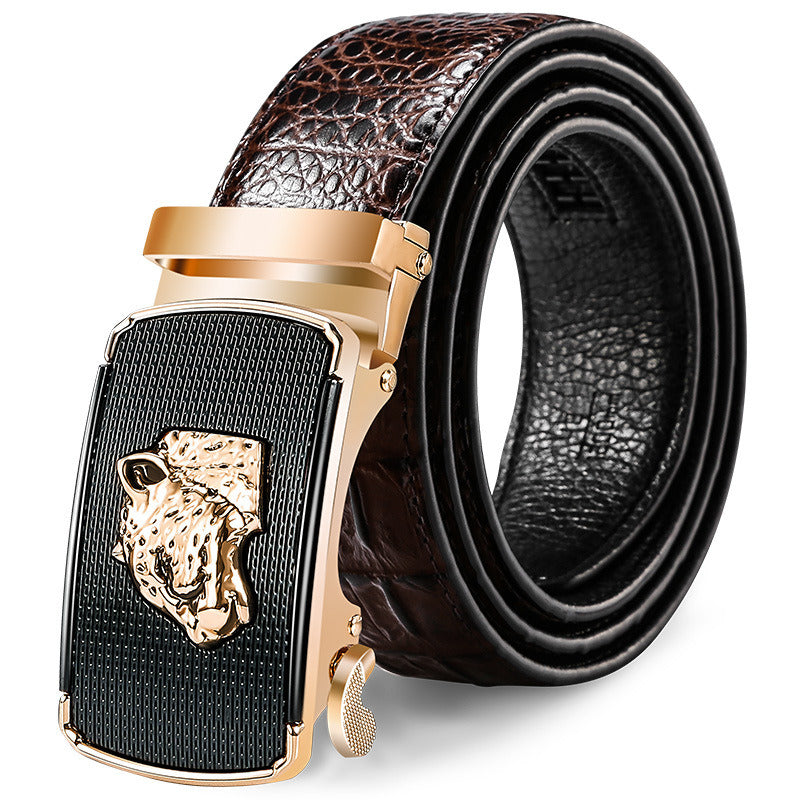 Men's leather cowhide belt Crocodile pattern belt Men's belt Wholesale automatic buckle belt Micro supply factory stock