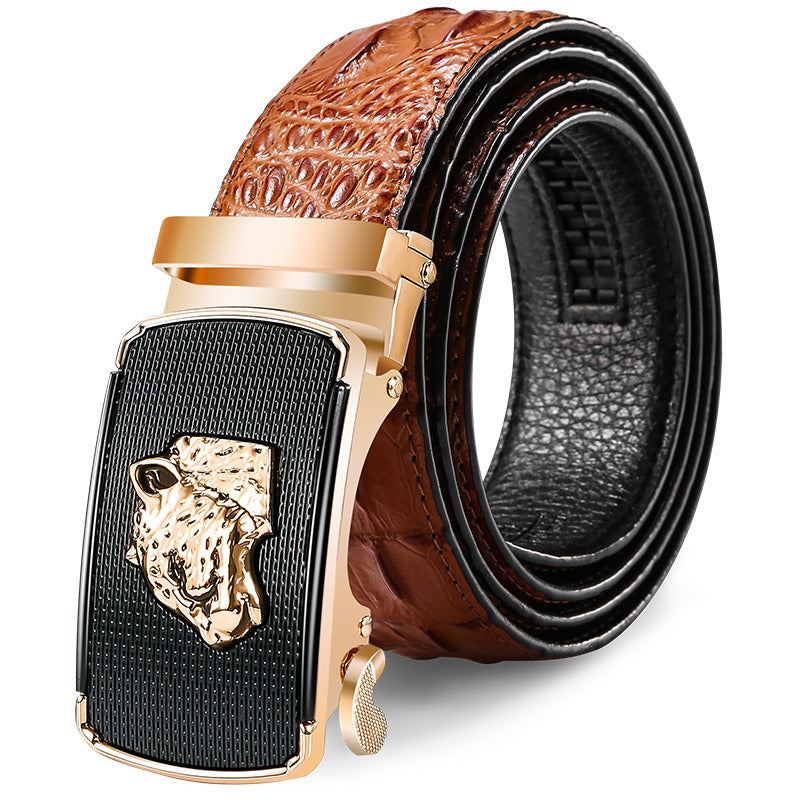 Men's leather cowhide belt Crocodile pattern belt Men's belt Wholesale automatic buckle belt Micro supply factory stock