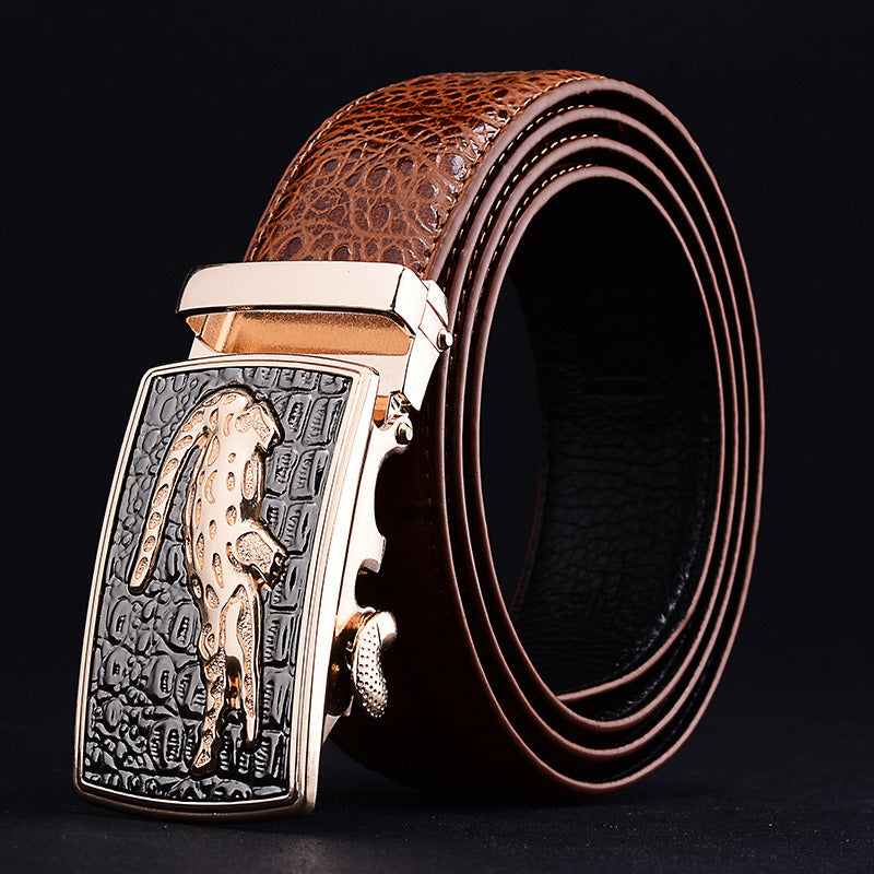 Men's leather cowhide belt Crocodile pattern belt Men's belt Wholesale automatic buckle belt Micro supply factory stock