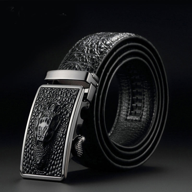 Men's leather cowhide belt Crocodile pattern belt Men's belt Wholesale automatic buckle belt Micro supply factory stock