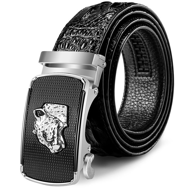 Men's leather cowhide belt Crocodile pattern belt Men's belt Wholesale automatic buckle belt Micro supply factory stock