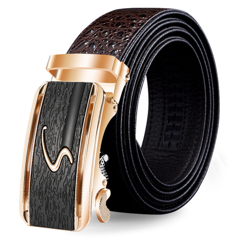 Men's leather cowhide belt Crocodile pattern belt Men's belt Wholesale automatic buckle belt Micro supply factory stock