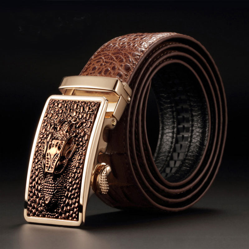 Men's leather cowhide belt Crocodile pattern belt Men's belt Wholesale automatic buckle belt Micro supply factory stock