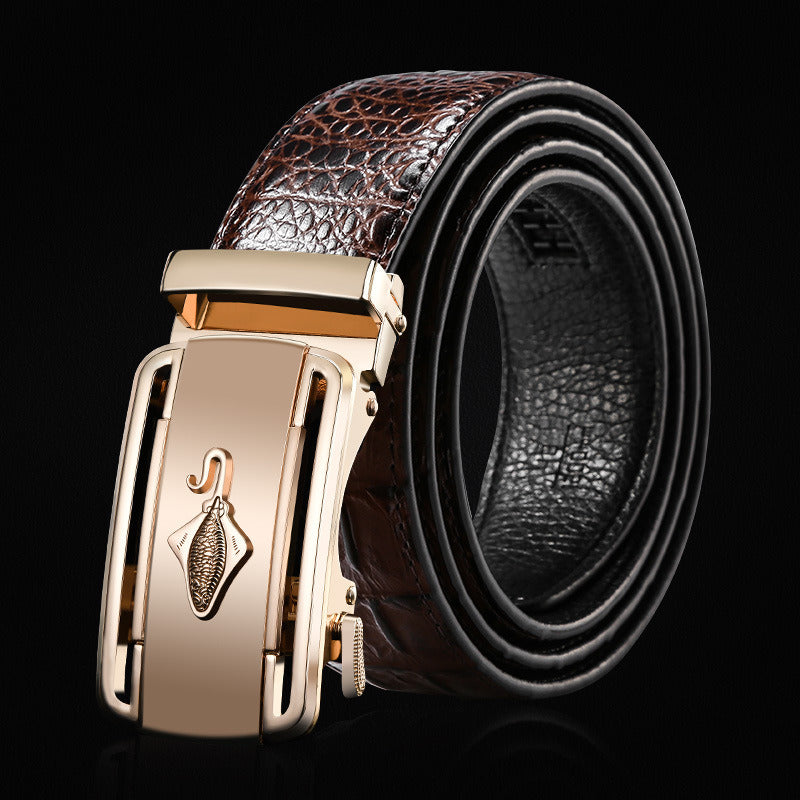 Men's leather cowhide belt Crocodile pattern belt Men's belt Wholesale automatic buckle belt Micro supply factory stock
