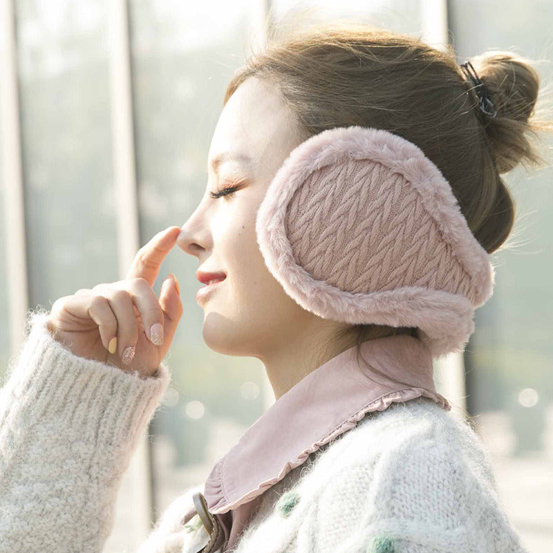 Winter Knitted Folding Warming Earmuffs Plush Earmuffs fried dough twist Ear Warming Earmuffs Male and Female Back Wearing Warming Earmuffs