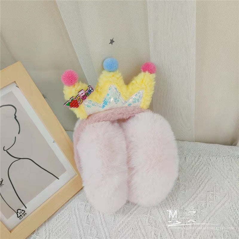 Winter warm plush earmuffs Queen crown earmuffs Student foldable princess style sweet cute big earmuffs Earmuffs