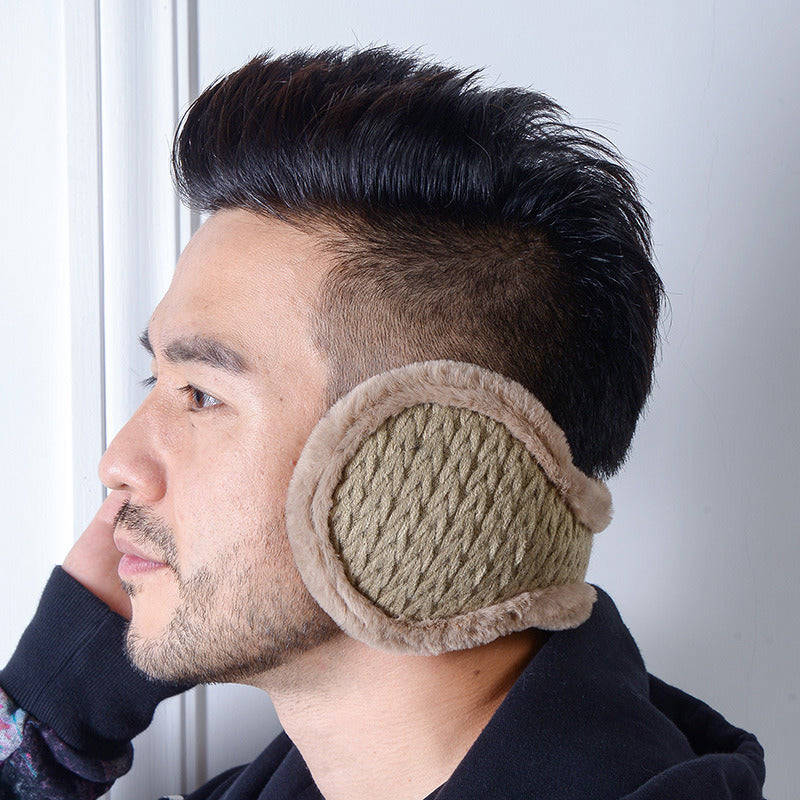 Winter Knitted Folding Warming Earmuffs Plush Earmuffs fried dough twist Ear Warming Earmuffs Male and Female Back Wearing Warming Earmuffs