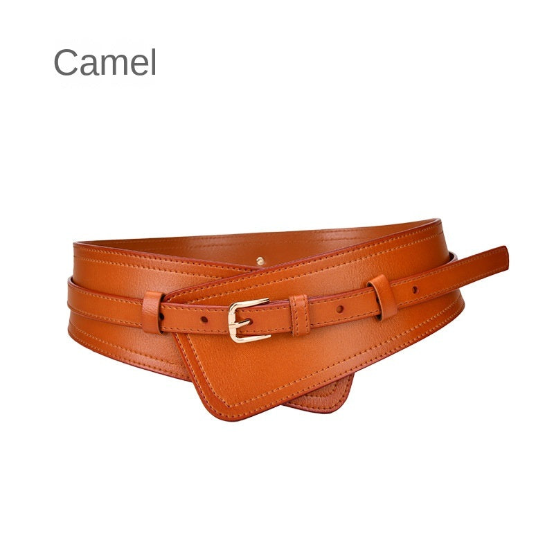 New Women's Belt Decoration Fashion Waist with Coat Waist Closing Needle Buckle Real Cowhide Bandwidth Waist Belt Wholesale