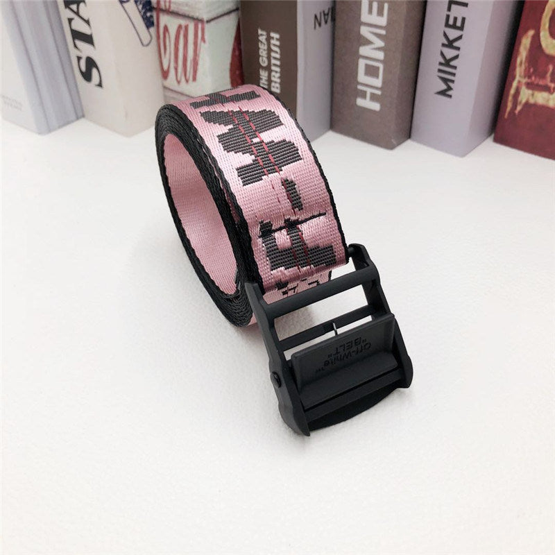 Europe and America offwhite belt female fashion brand ins hip hop industrial style yellow embroidery letter Amazon belt batch