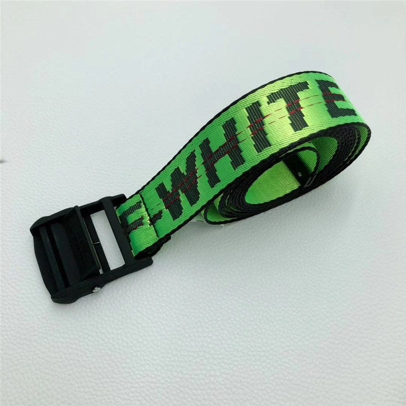 Europe and America offwhite belt female fashion brand ins hip hop industrial style yellow embroidery letter Amazon belt batch