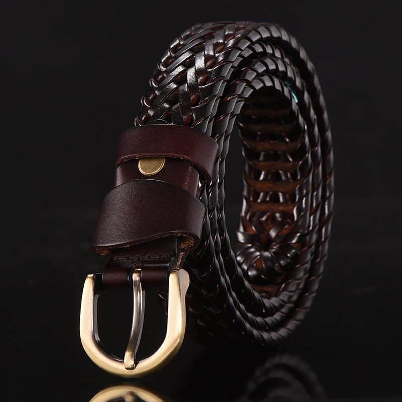 Leather belt for men; leather belt for men; hand woven; Korean version; casual and versatile; simple and fashionable; wholesale; one hair substitute