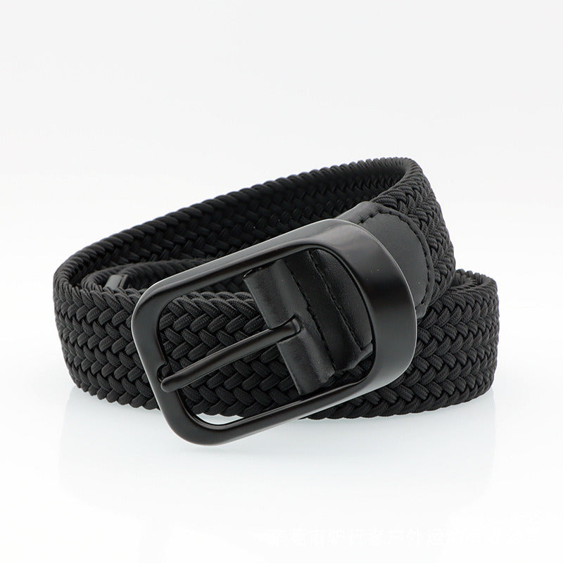New solid color woven belt comfortable casual men's belt elastic woven women's belt directly supplied by the manufacturer