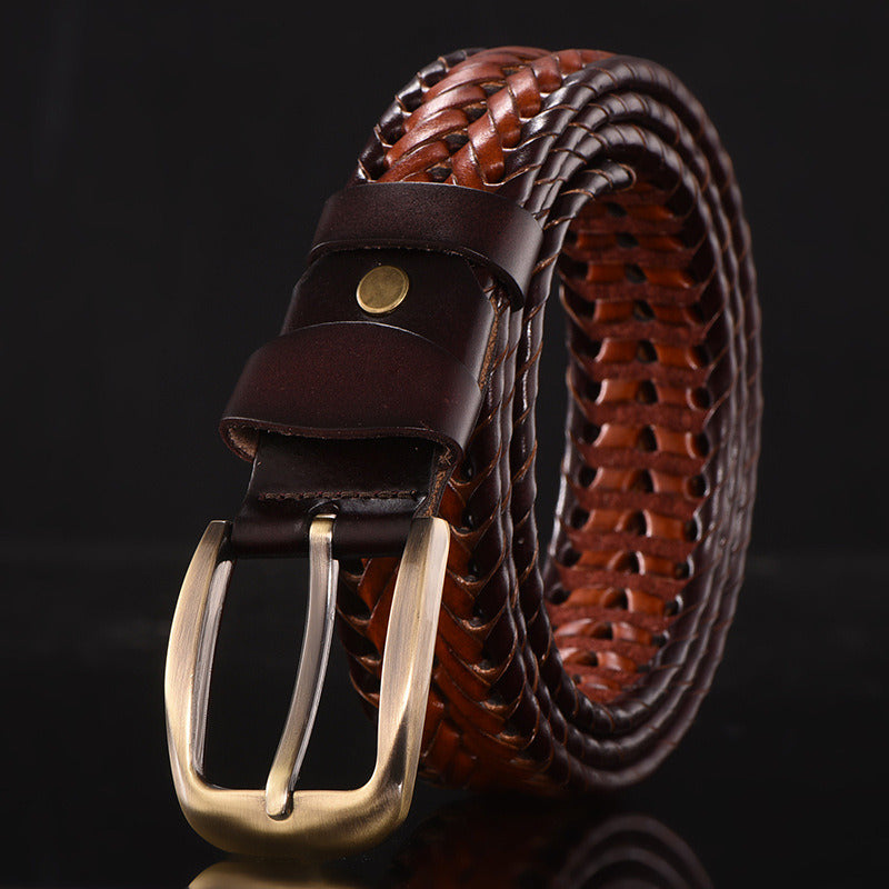 Leather belt for men; leather belt for men; hand woven; Korean version; casual and versatile; simple and fashionable; wholesale; one hair substitute