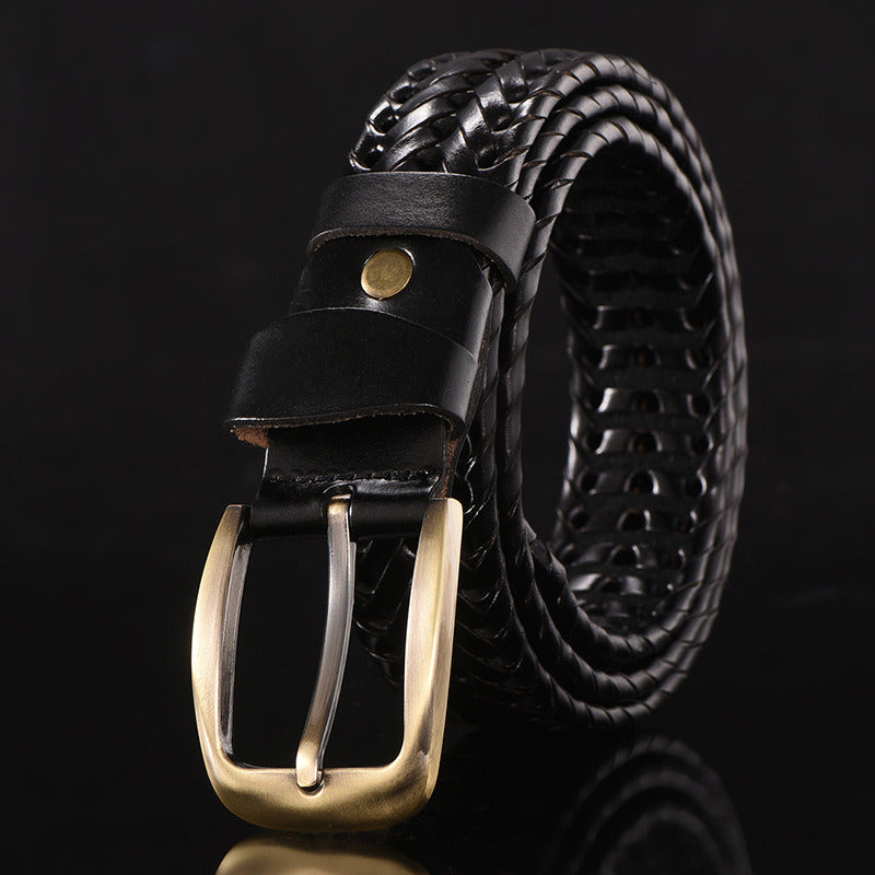 Leather belt for men; leather belt for men; hand woven; Korean version; casual and versatile; simple and fashionable; wholesale; one hair substitute