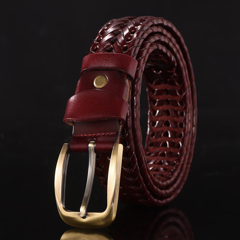 Leather belt for men; leather belt for men; hand woven; Korean version; casual and versatile; simple and fashionable; wholesale; one hair substitute