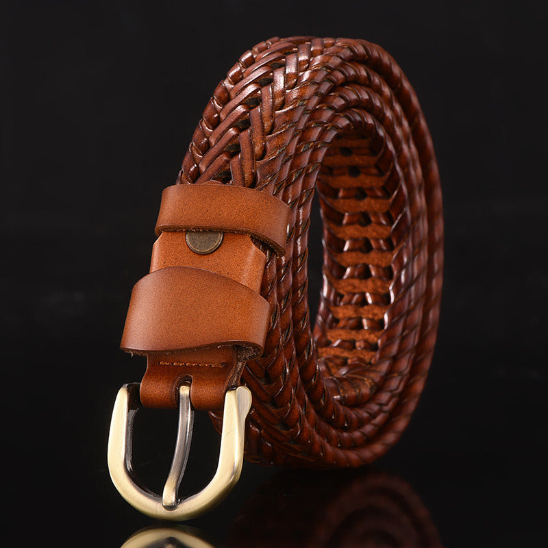 Leather belt for men; leather belt for men; hand woven; Korean version; casual and versatile; simple and fashionable; wholesale; one hair substitute