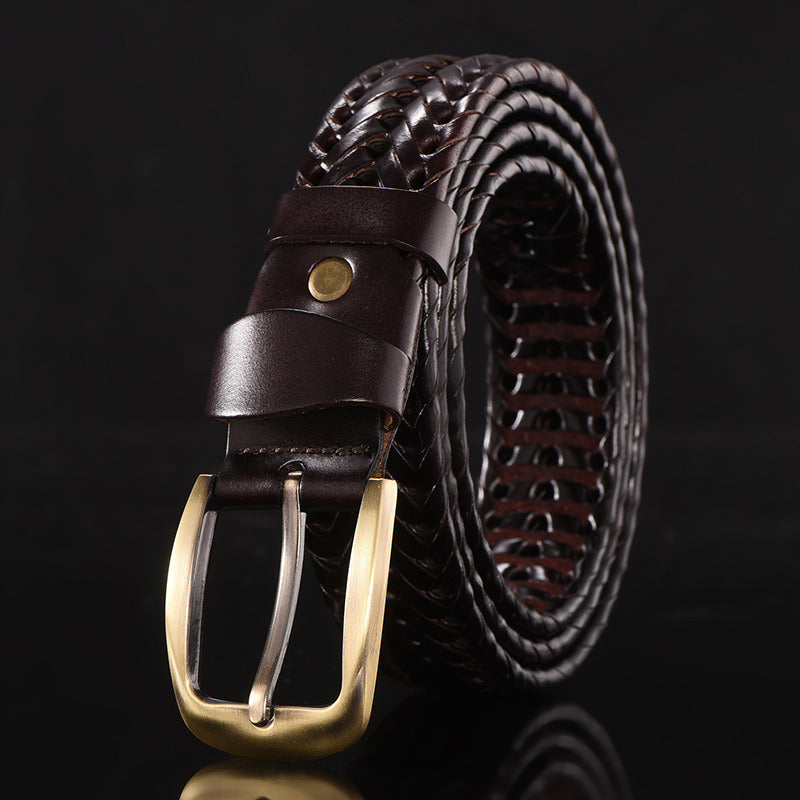 Leather belt for men; leather belt for men; hand woven; Korean version; casual and versatile; simple and fashionable; wholesale; one hair substitute