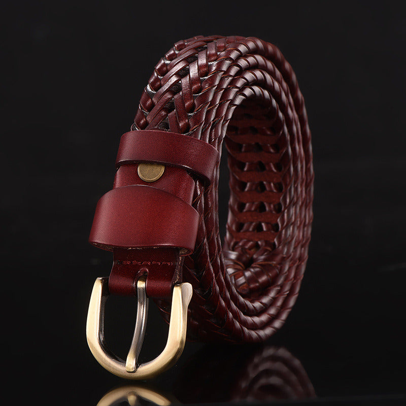 Leather belt for men; leather belt for men; hand woven; Korean version; casual and versatile; simple and fashionable; wholesale; one hair substitute