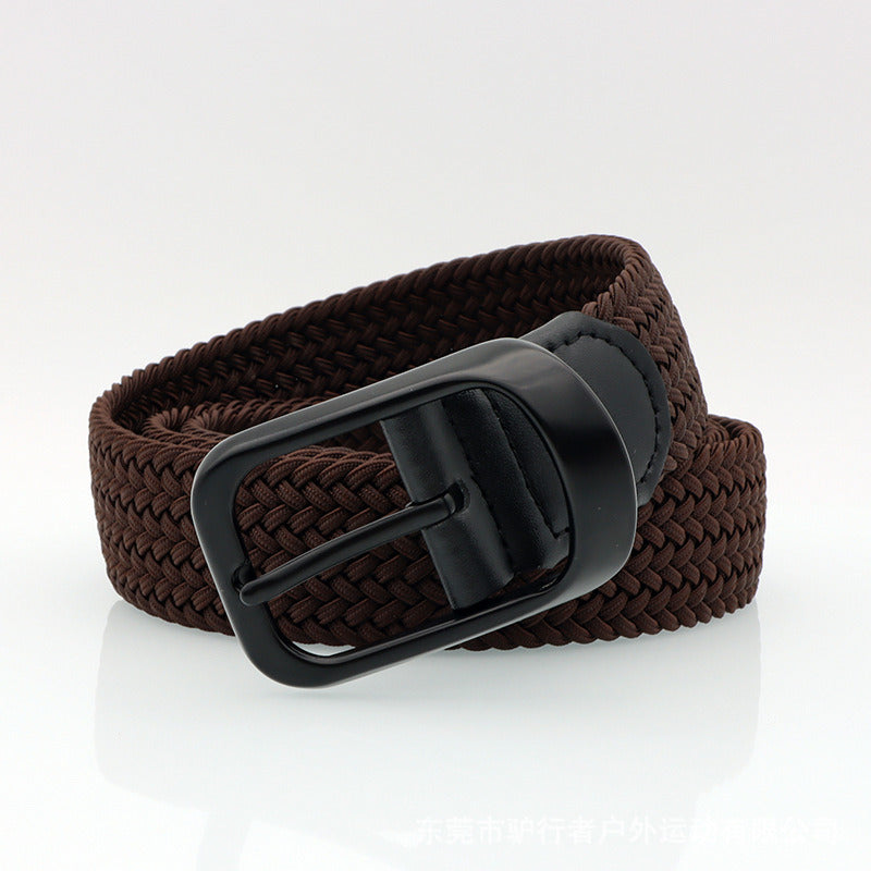 New solid color woven belt comfortable casual men's belt elastic woven women's belt directly supplied by the manufacturer