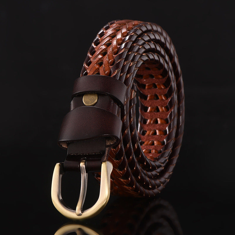 Leather belt for men; leather belt for men; hand woven; Korean version; casual and versatile; simple and fashionable; wholesale; one hair substitute