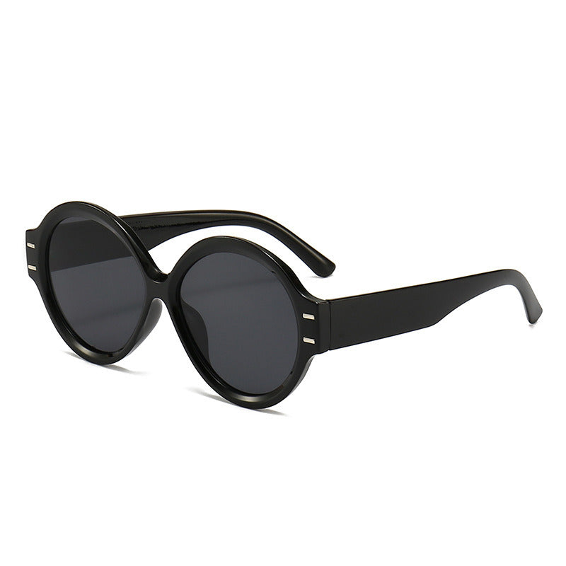 Round big frame; four pieces of horizontal rice jelly color; personalized sunglasses; sunglasses; sunglasses and sunglasses